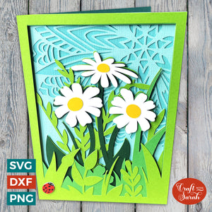 Daisy Flowers Greetings Card Cutting File