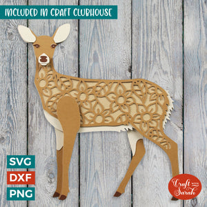 Doe SVG | Layered Woodland Deer Cutting File