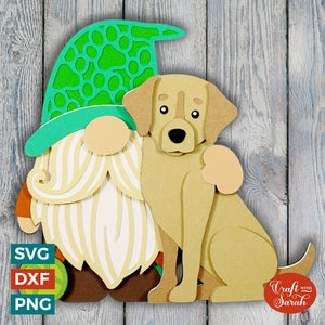 Dog Lover Gnome SVG | Layered Male Dog Gnome SVG