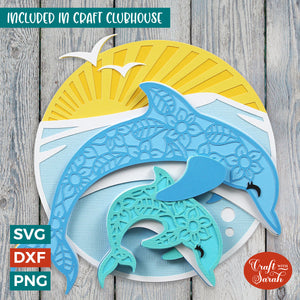Dolphins SVG | Layered Mother & Baby Dolphin Cutting File