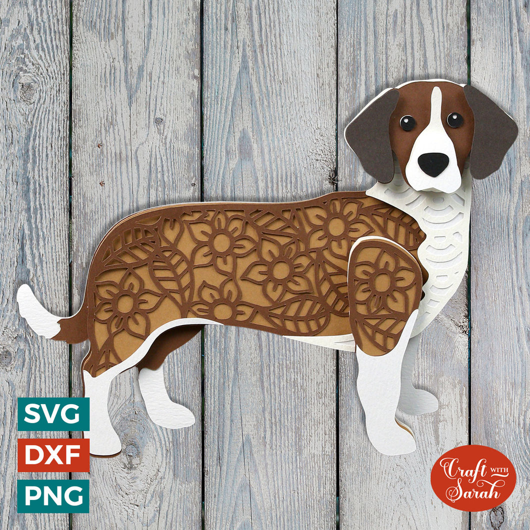 Drever Dog SVG | Layered Drever Hound Dog Cutting File