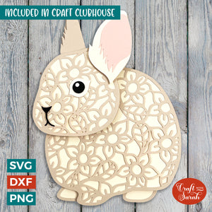 Rabbit SVG | Layered Dwarf Rabbit Cutting File