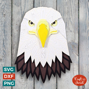 Eagle Mandala Head SVG | Layered Eagle Mandala Head Cutting File