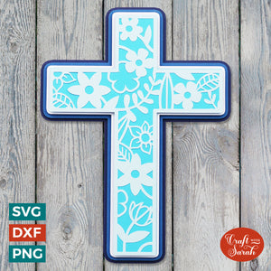 Easter Cross Layered SVG | 3D Flower Cross SVG