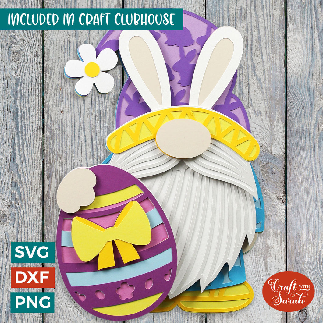 Easter Gnome SVG File | Layered Male Easter Gnome Cutting File