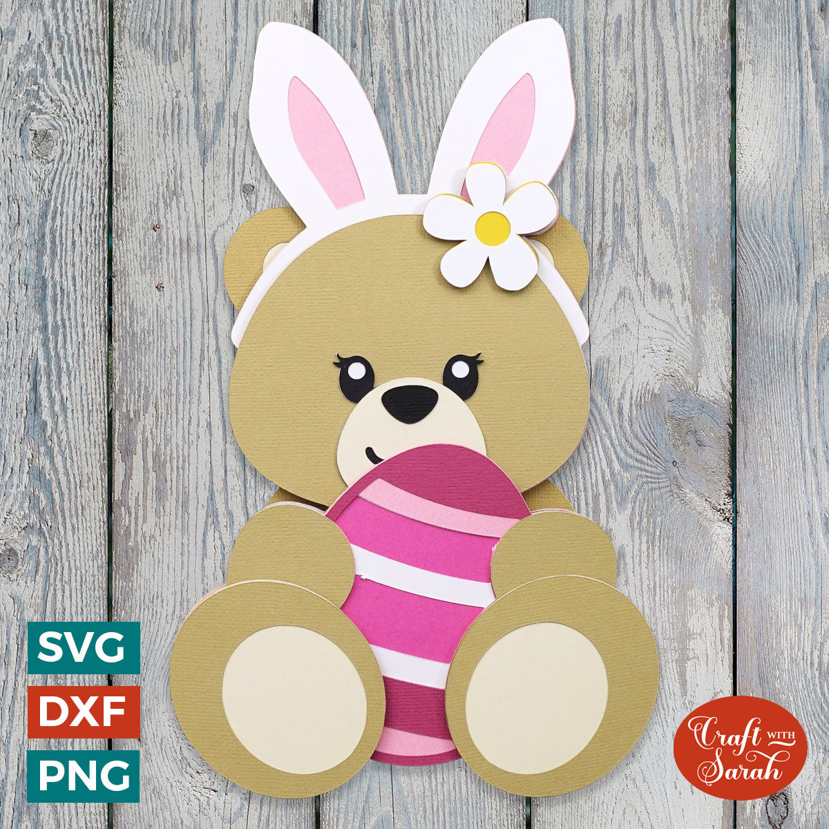 Easter Teddy Bear SVG (Female)  3D Easter SVG – Craft with Sarah