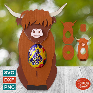 Highland Cow Egg Holder SVG | Cow Chocolate Egg Holder