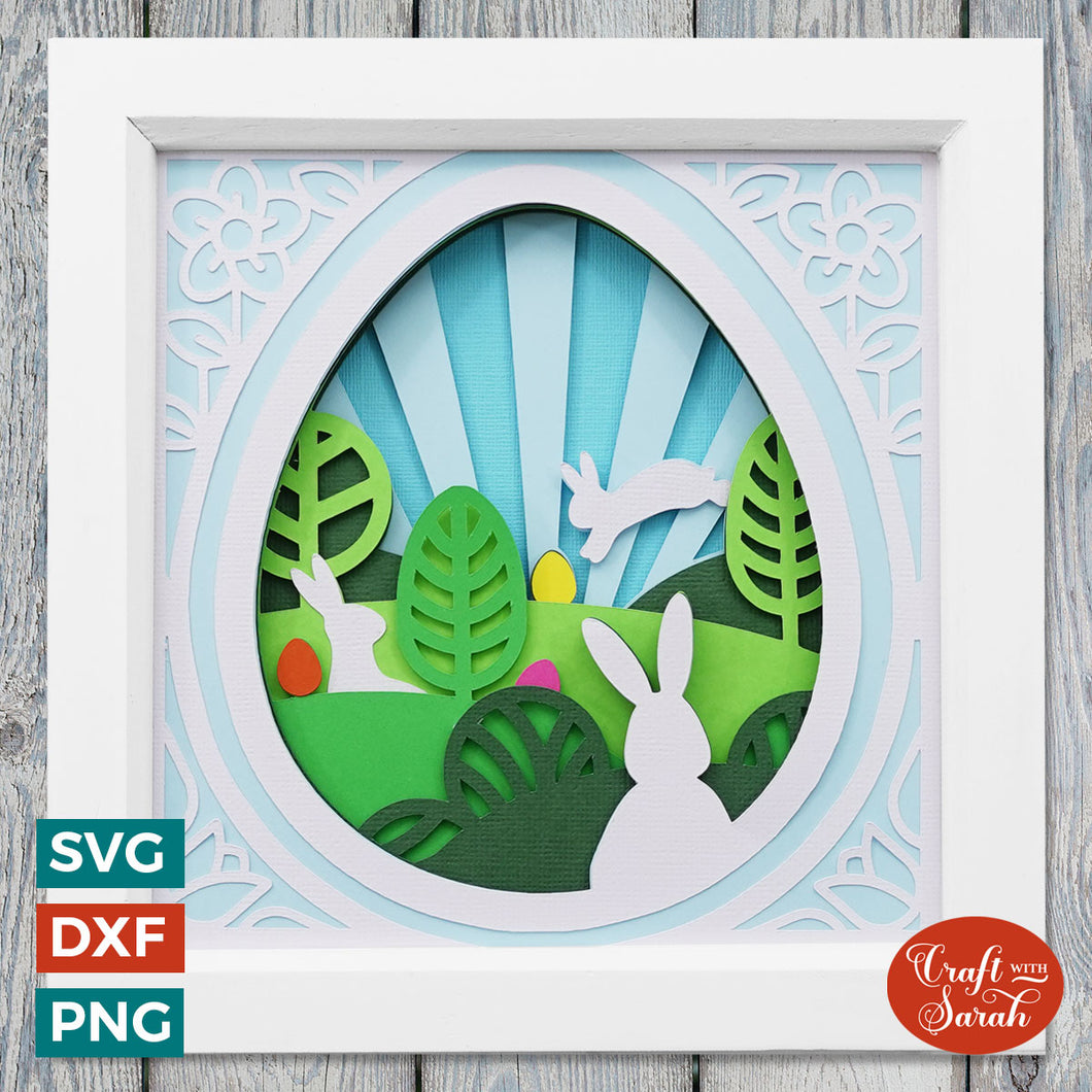 Easter Egg Hunt SVG | Whimsical Easter Shadow Box