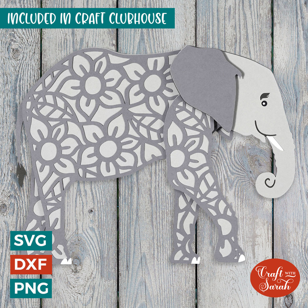 Elephant SVG | 3D Layered Elephant African Animal SVG