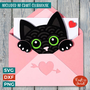 Valentine's Day Cat SVG | 3D Cute Cat in Envelope SVG