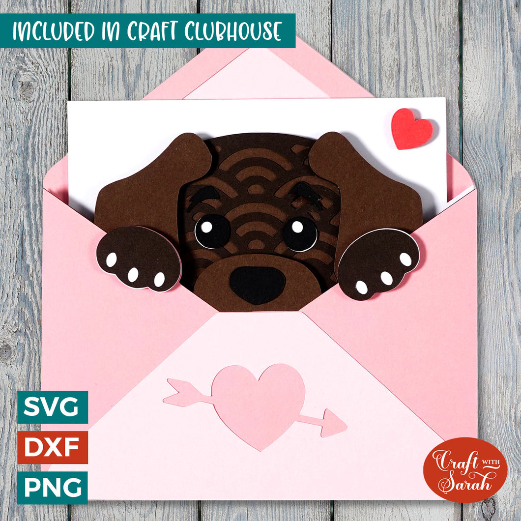 Valentine's Day Dog SVG | 3D Cute Dog in Envelope SVG