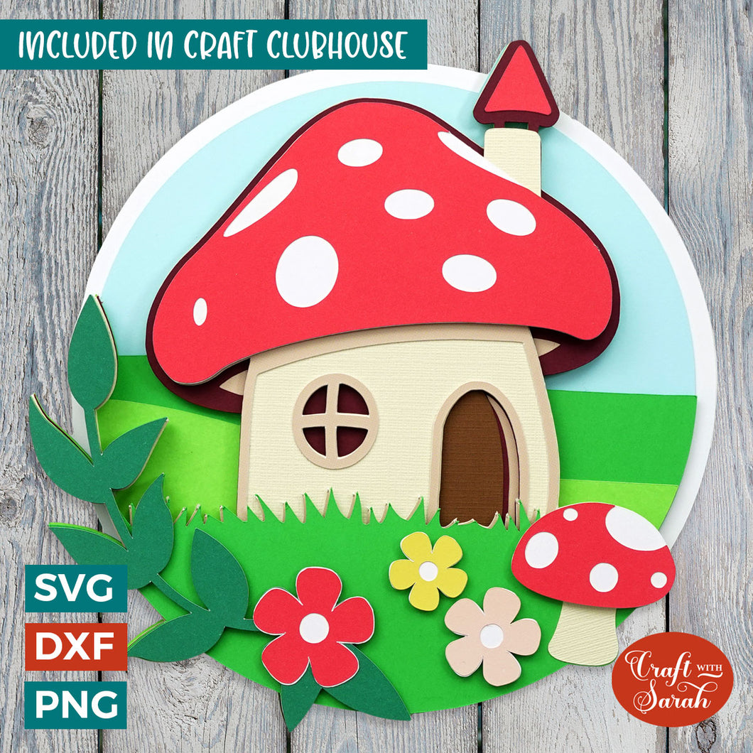 Fairy House Toadstool SVG | Layered Fairy House Toadstool Cutting File