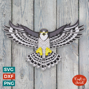 Falcon In Flight SVG | Layered Falcon Cutting File