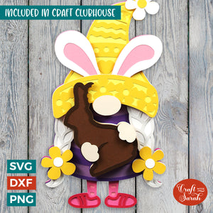 Easter Gnome SVG File | Layered Female Easter Gnome Cutting File