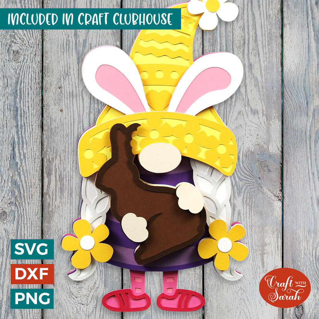 Easter Gnome SVG File | Layered Female Easter Gnome Cutting File