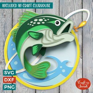 Fishing SVG | Layered Jumping Fish Cutting File