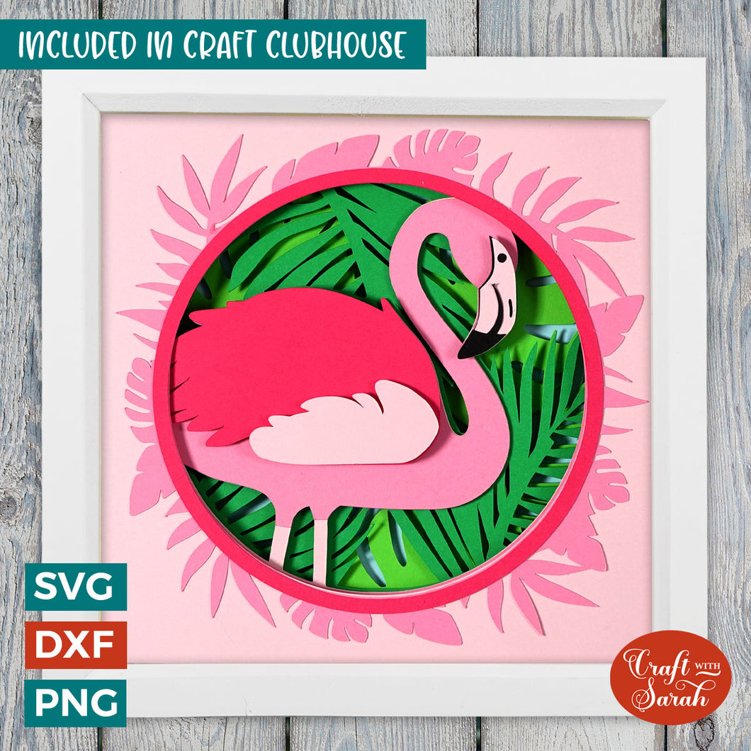 Flamingo Shadow Box SVG | 3D Layered Flamingo SVG
