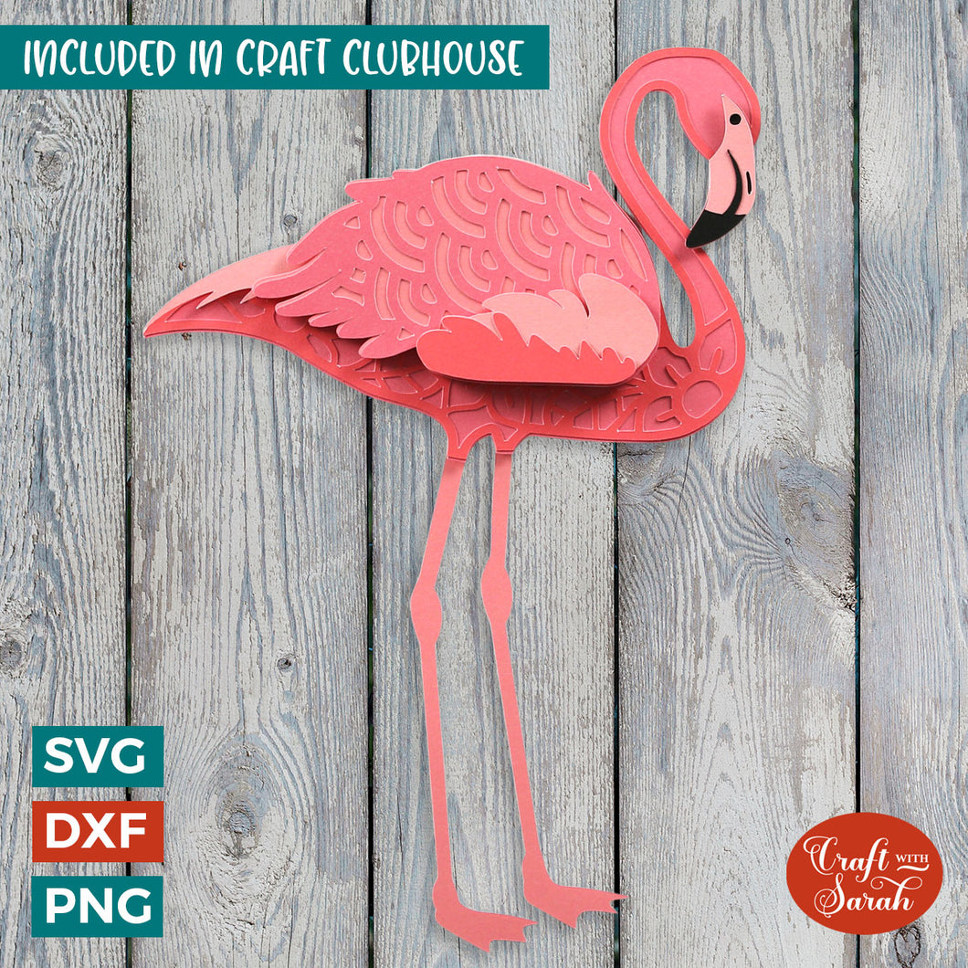 Flamingo SVG | Layered 3D Flamingo Bird Cutting File