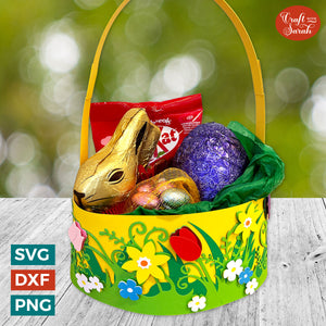 Spring Flowers Basket SVG | 3D Easter Basket SVG