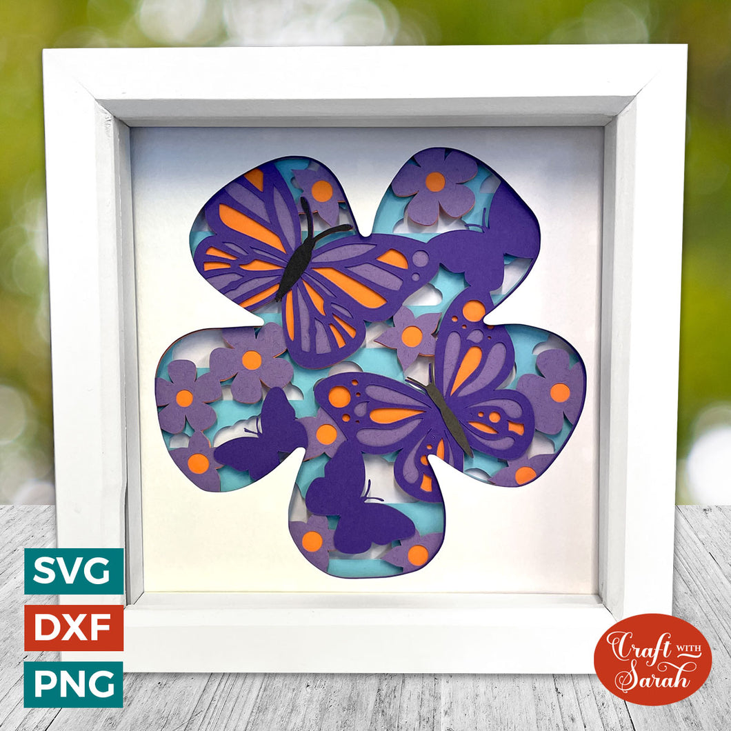 Flower Silhouette Shadow Box SVG File | Layered Spring Flowers Cutting File