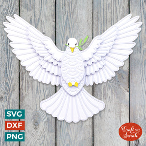 Flying Dove SVG | 3D Easter Dove in Flight SVG