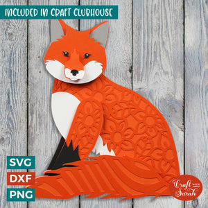 Fox SVG | Layered Woodland Fox Cutting File