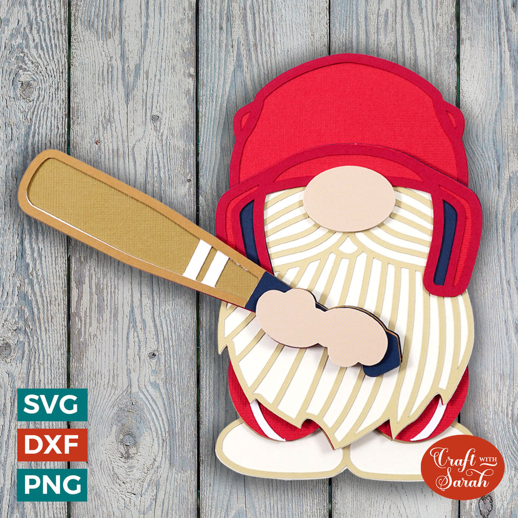 Baseball Gnome SVG | Layered Male Baseball Gnome SVG