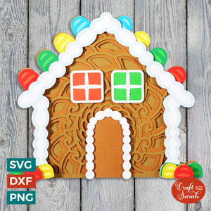 Christmas Gingerbread House SVG | Layered Gingerbread House Cutting File