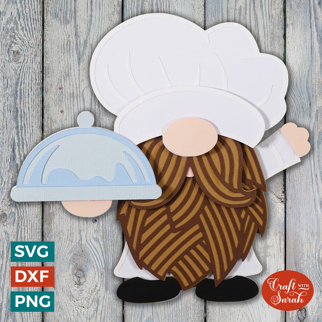 Chef Gnome SVG | Layered Male Cooking Gnome SVG