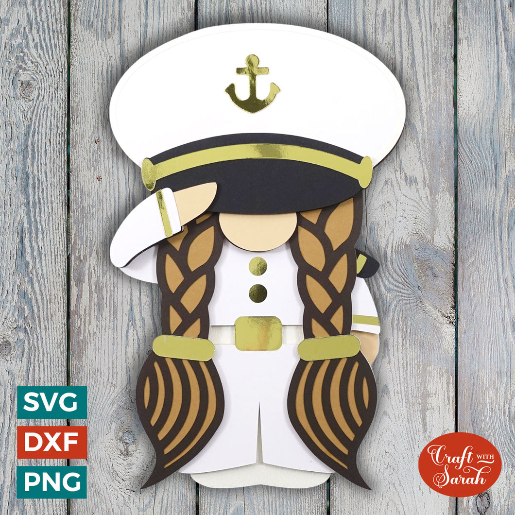 Navy Formal Gnome SVG | Female Navy Formal Gnome Cut File