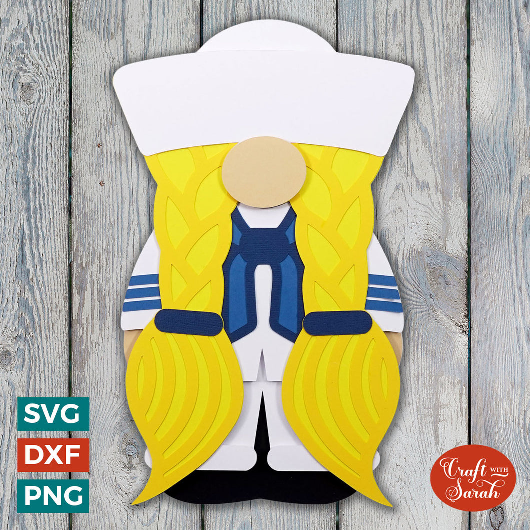 Navy Sailor Gnome SVG | Female Navy Sailor Gnome Cut File