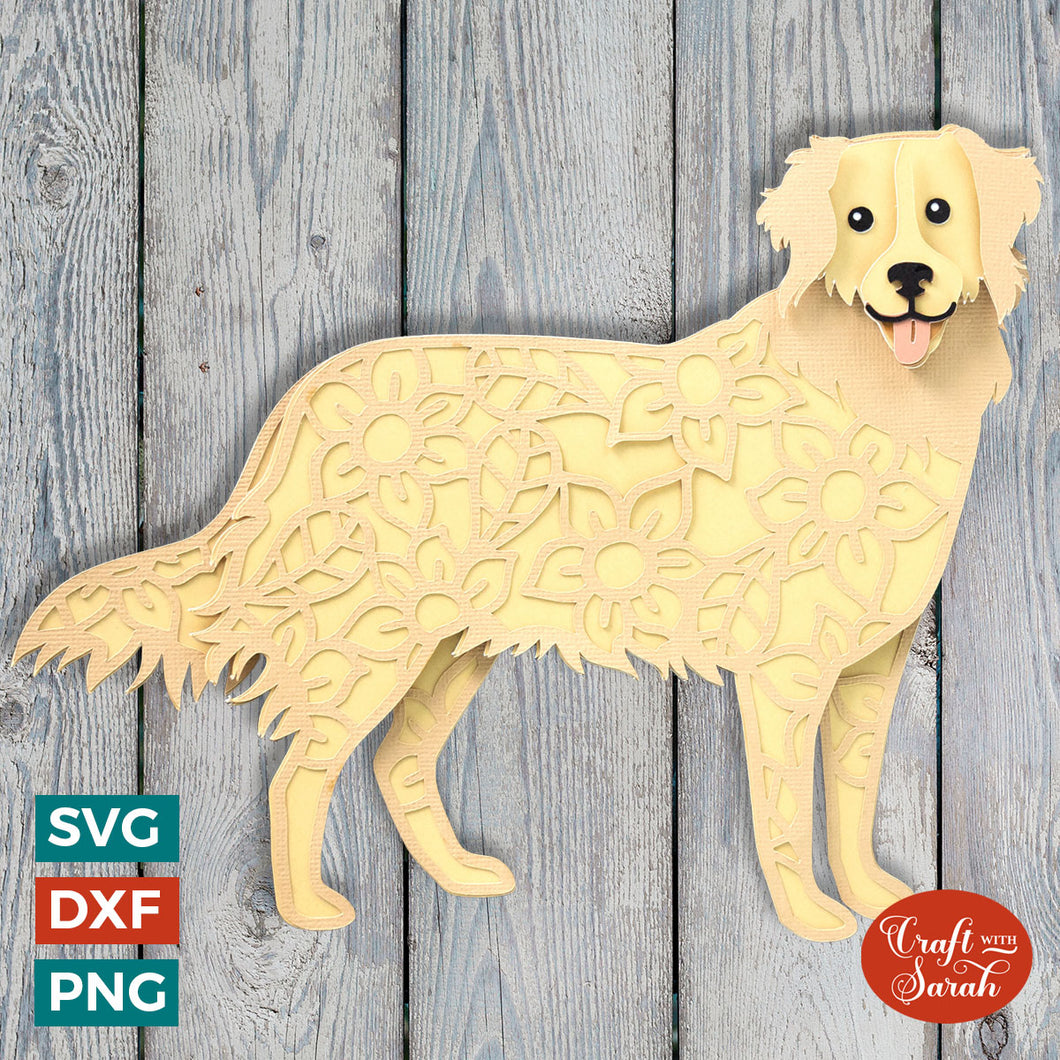 Golden Retriever Dog SVG | Layered Golden Retriever Cutting File