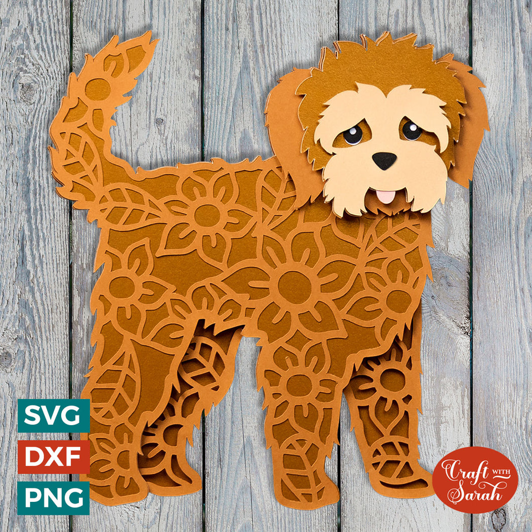Goldendoodle SVG (Standing) | Layered Golden Doodle Puppy Cutting File