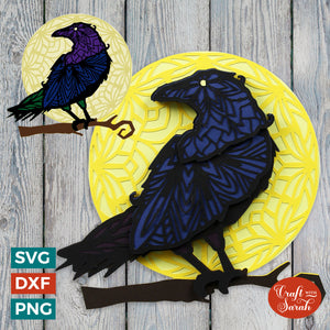 Gothic Raven Layered SVG | 3D Halloween Raven SVG