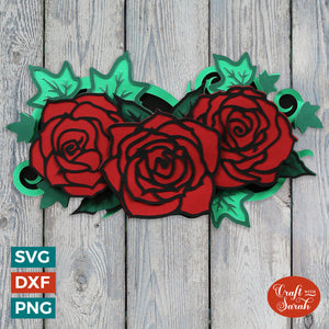 Gothic Roses Layered SVG | 3D Rose Flowers SVG
