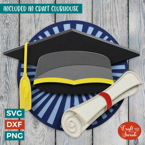 Graduation Cap SVG | Layered Graduation Hat & Diploma Cutting File