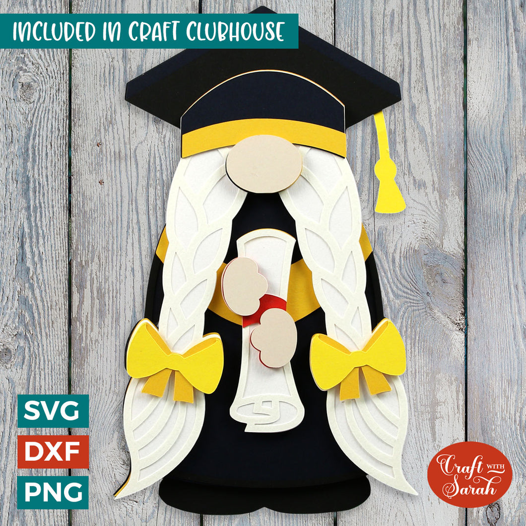 Graduation Gnome SVG | Layered Female Graduation Gnome Cutting File