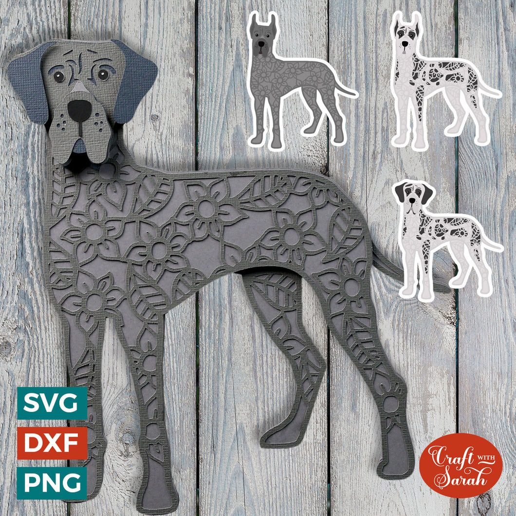 Great Dane SVG | Layered Great Dane Dog Cutting File