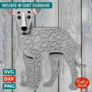 Greyhound Puppy SVG | Layered Sighthound Puppy Cutting File