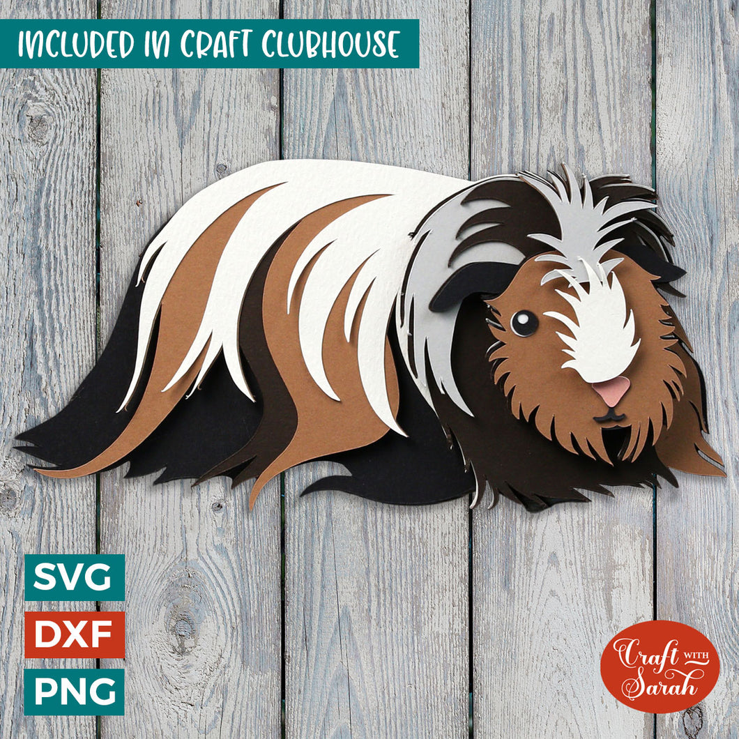 Guinea Pig SVG | Layered Long Fur Guinea Pig Cutting File