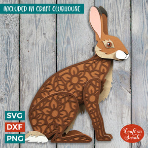Hare SVG | Layered Woodland Hare Cutting File