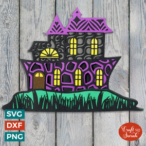 Haunted House SVG | Halloween House Layered Cutting File