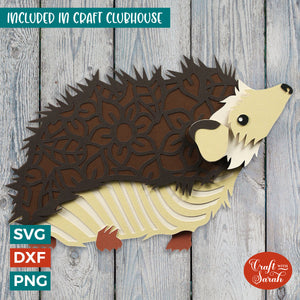 Hedgehog SVG | Layered Woodland Hedgehog Cutting File