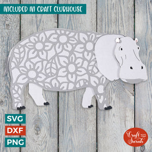 Hippo SVG | 3D Layered Hippopotamus African Animal SVG