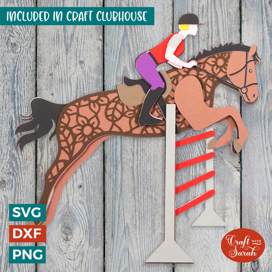 Show Jumping Horse SVG | 3D Layered Show Jumper Cutting File