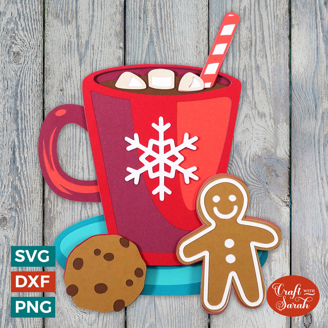 Hot Chocolate SVG | Cocoa with Cookies Layered SVG