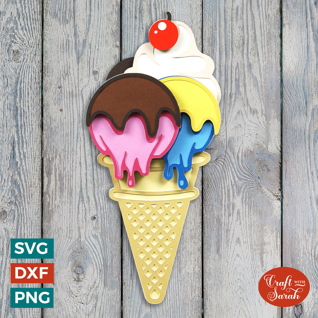 Ice Cream SVG | Layered Summer Ice Cream Cone Cut File