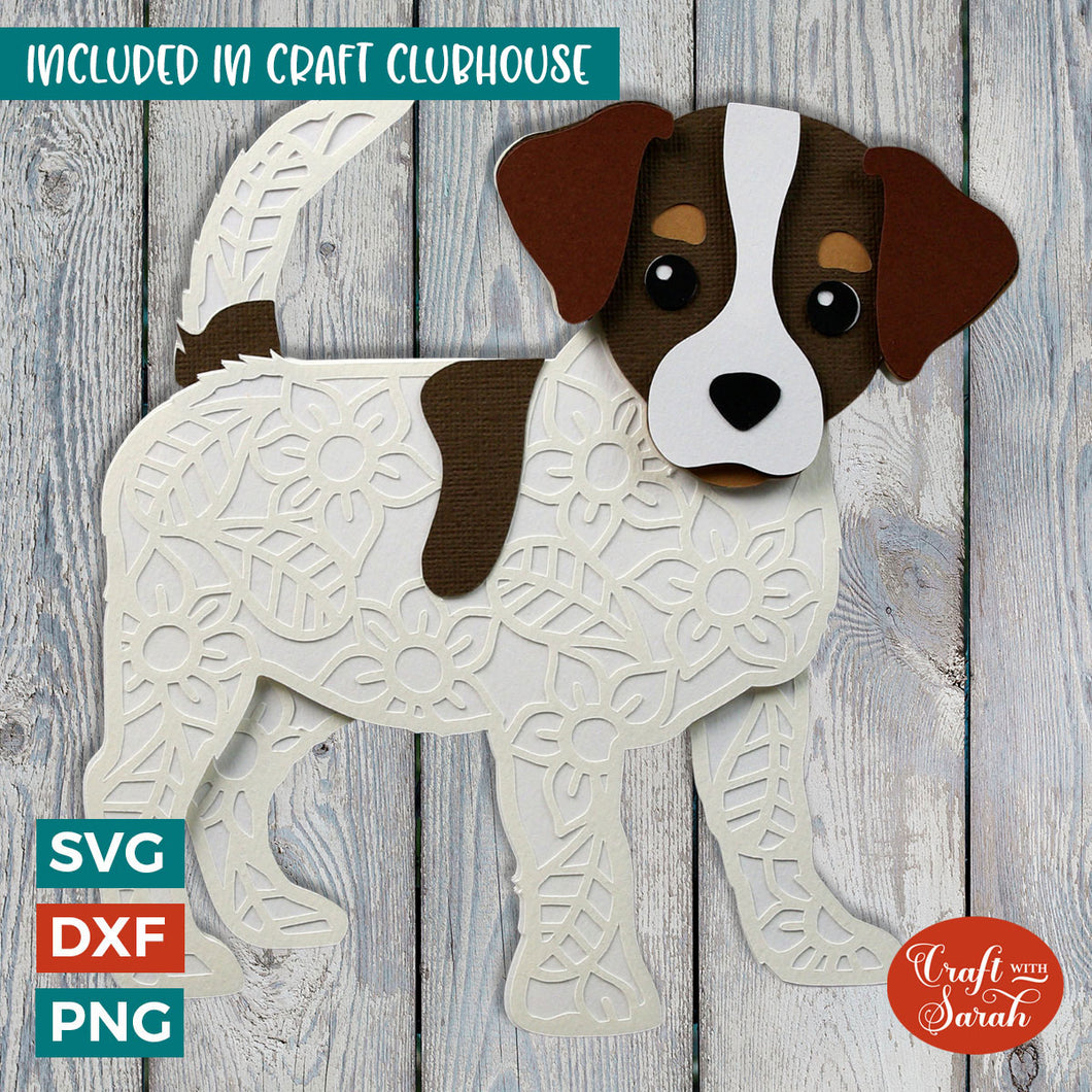 Jack Russell Puppy SVG | Layered Small Terrier Puppy Cutting File