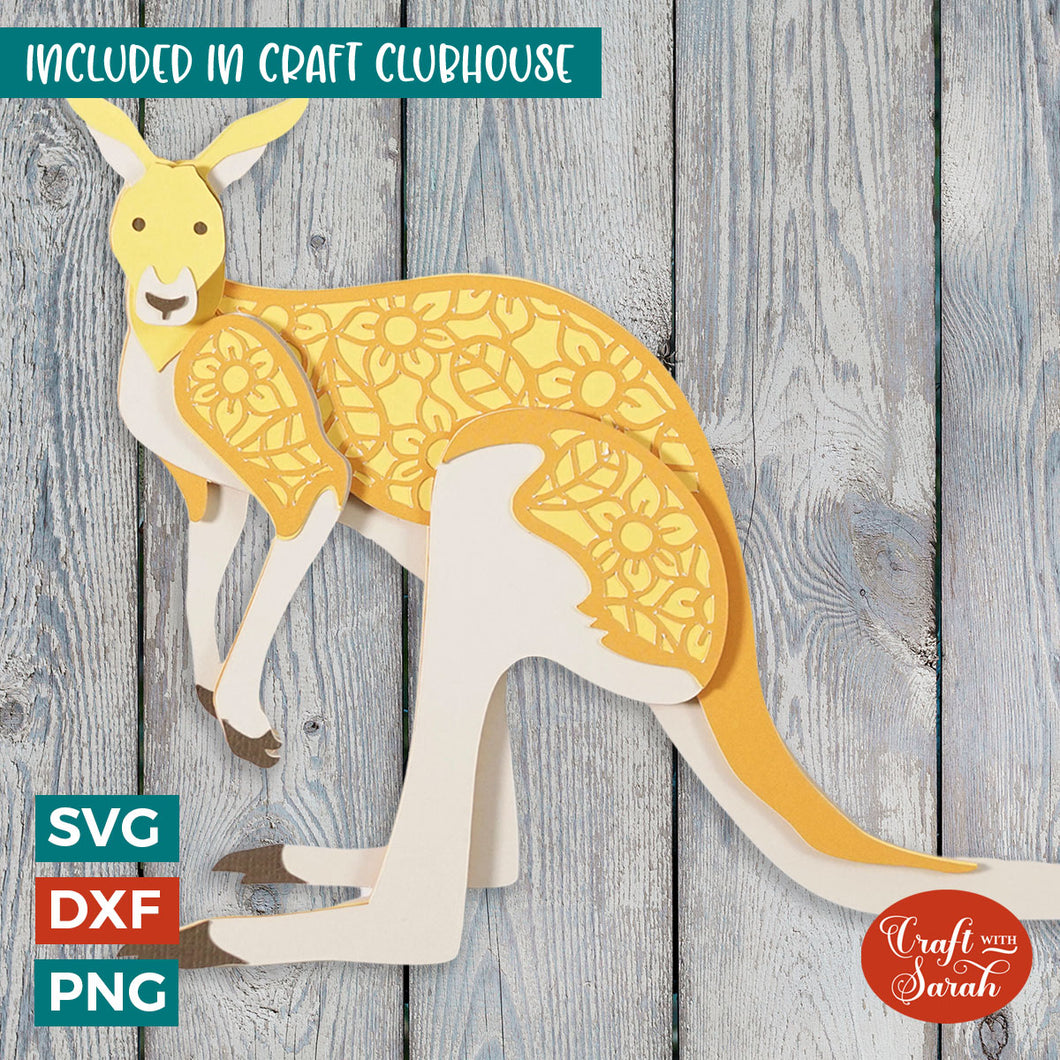 Kangaroo SVG | 3D Layered Australian Kangaroo Cut File