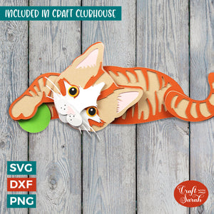 Ginger Kitten SVG | Layered Kitten with Ball Cutting File